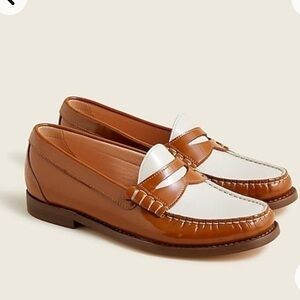 Jcrew Winona two-tone loafers in shiny spazzolato leather, NWT, size 10
